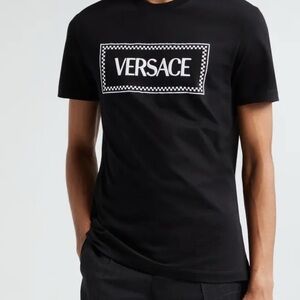 Versace Black M Short Sleeve Tee with Iconic Logo Excellent Condition